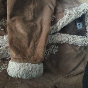 Men's leather Jacket coat 5x with embroidery brown MXM pre-owned